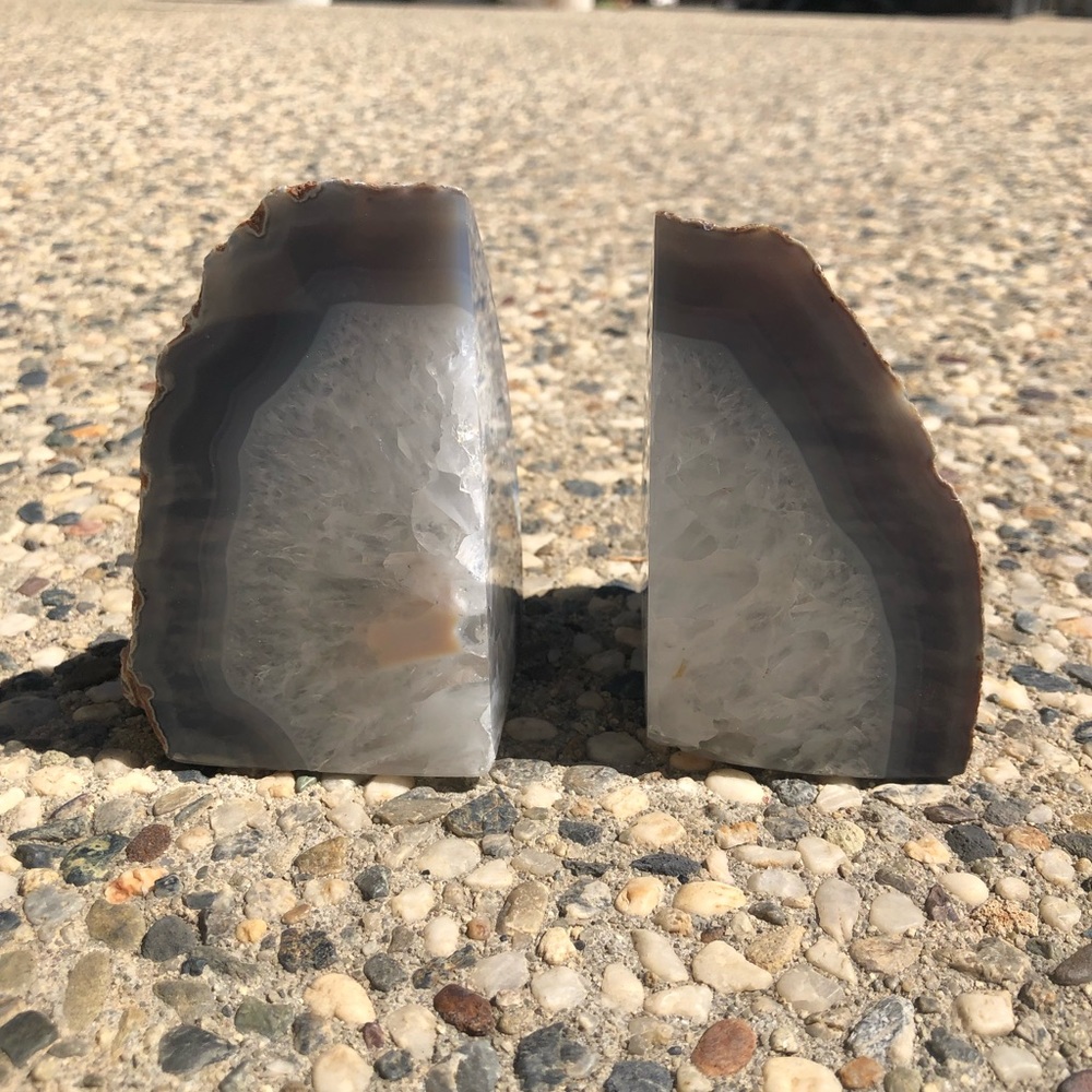 Crystal decor set of 2 clear quartz